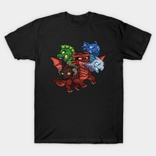 Hydra Multiple Head Dragon Cool Chibi Dragon Graphic T-Shirt